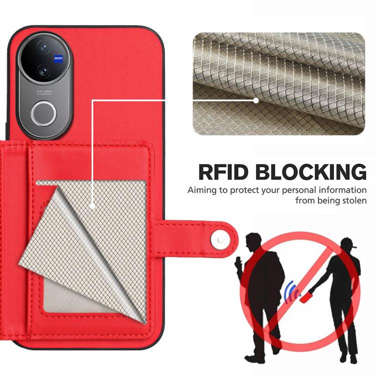 For vivo V50 / V50e Button Card Bag RFID Anti-theft Phone Case