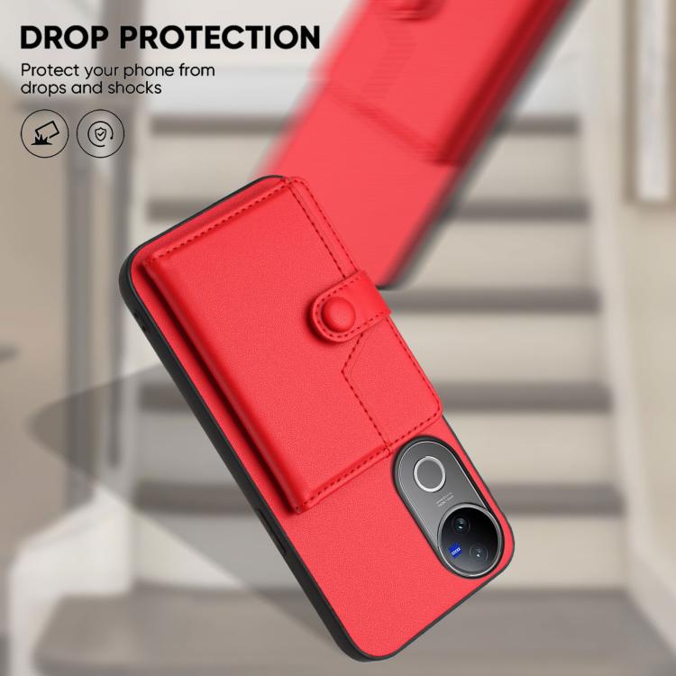 For vivo V50 / V50e Button Card Bag RFID Anti-theft Phone Case