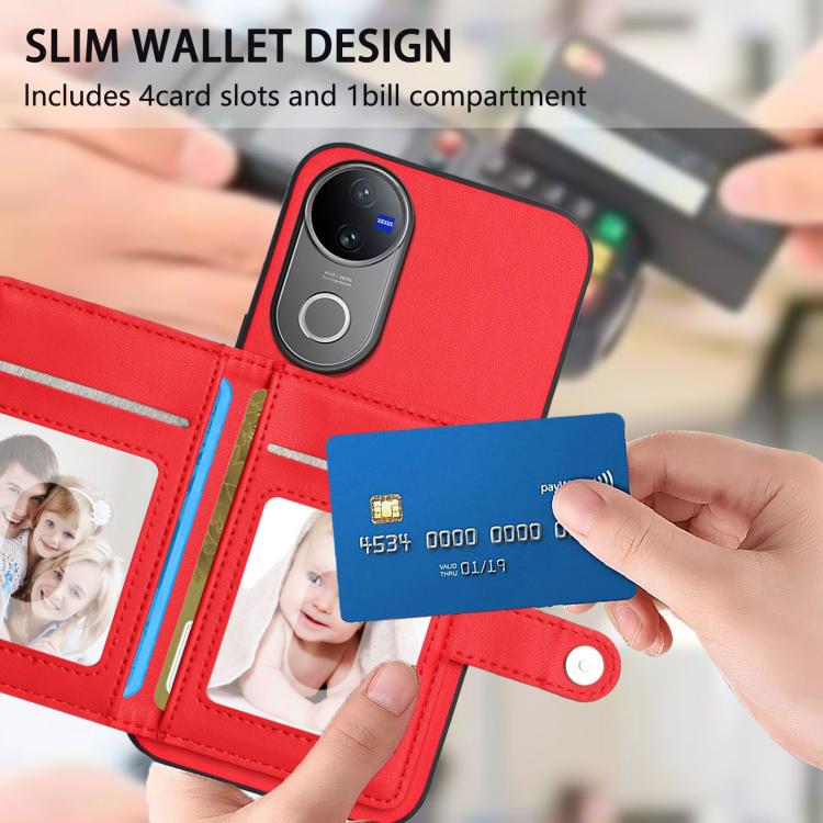 For vivo V50 / V50e Button Card Bag RFID Anti-theft Phone Case