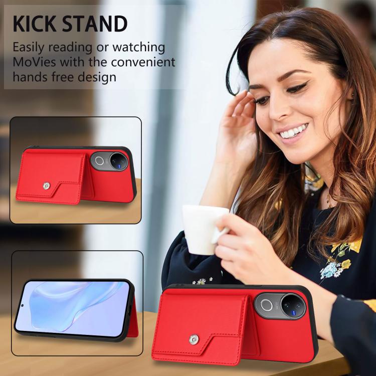 For vivo V50 / V50e Button Card Bag RFID Anti-theft Phone Case