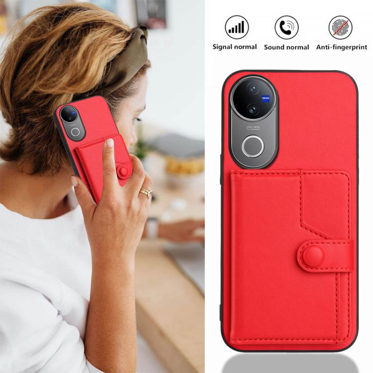For vivo V50 / V50e Button Card Bag RFID Anti-theft Phone Case