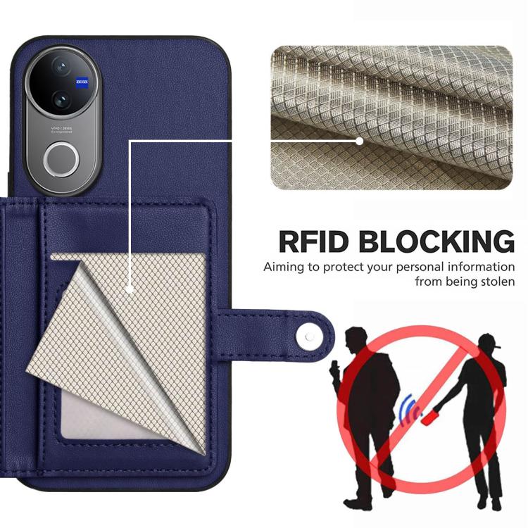For vivo V50 / V50e Button Card Bag RFID Anti-theft Phone Case