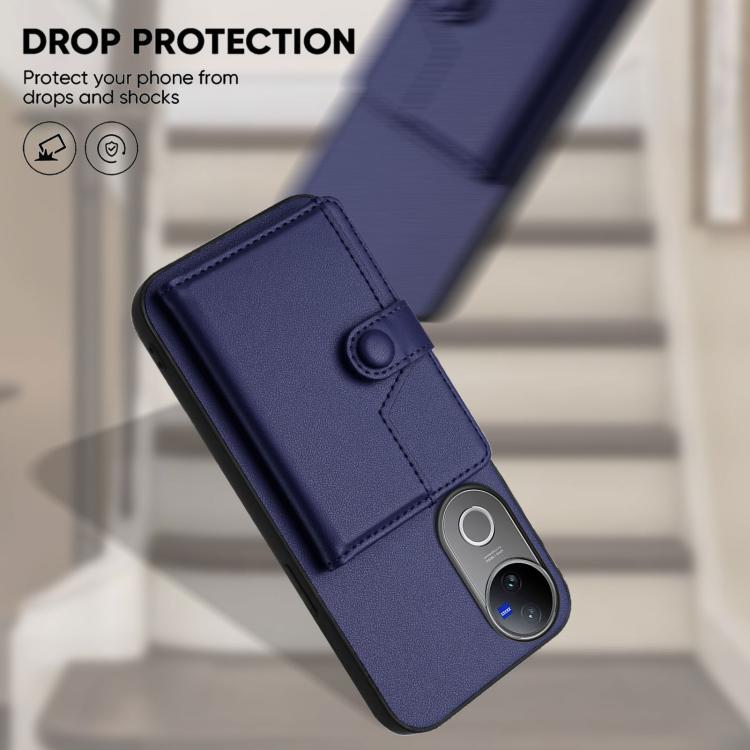 For vivo V50 / V50e Button Card Bag RFID Anti-theft Phone Case