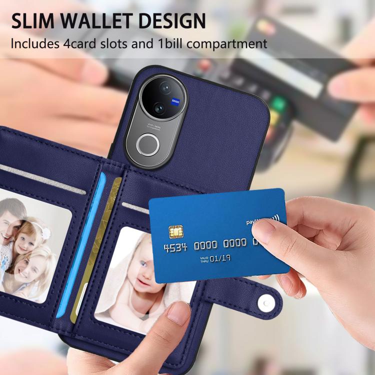 For vivo V50 / V50e Button Card Bag RFID Anti-theft Phone Case