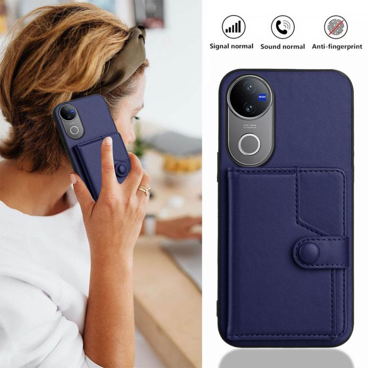 For vivo V50 / V50e Button Card Bag RFID Anti-theft Phone Case