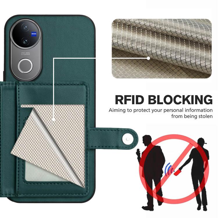 For vivo V50 / V50e Button Card Bag RFID Anti-theft Phone Case
