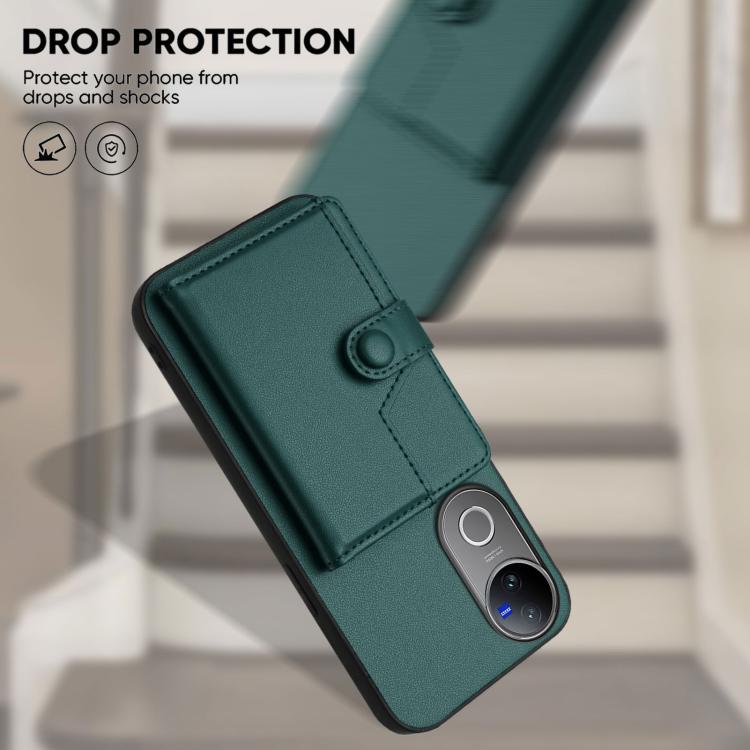 For vivo V50 / V50e Button Card Bag RFID Anti-theft Phone Case