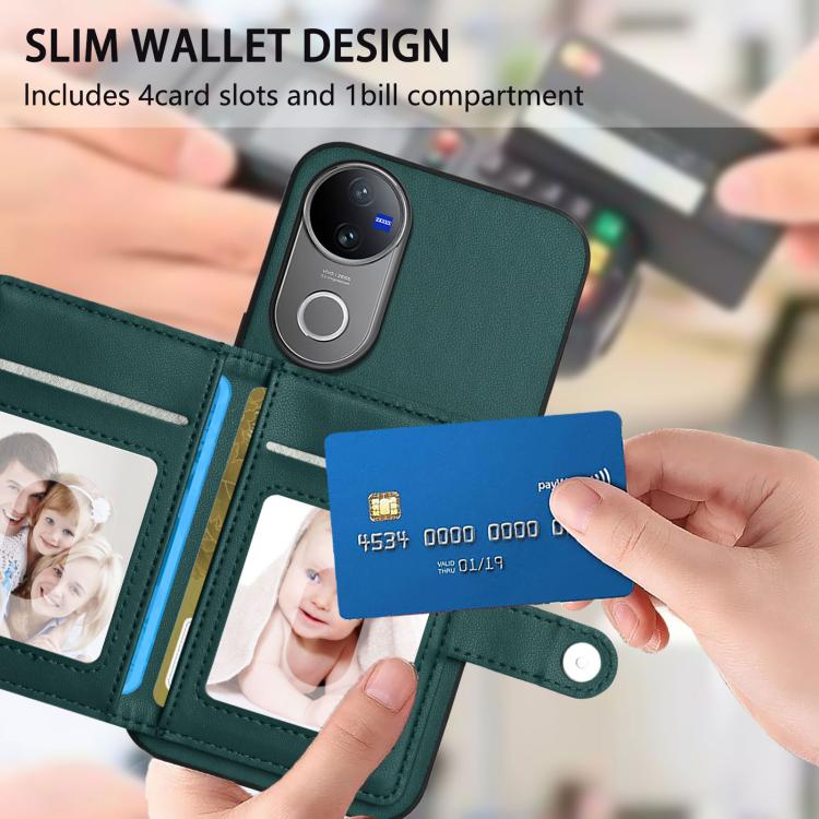For vivo V50 / V50e Button Card Bag RFID Anti-theft Phone Case