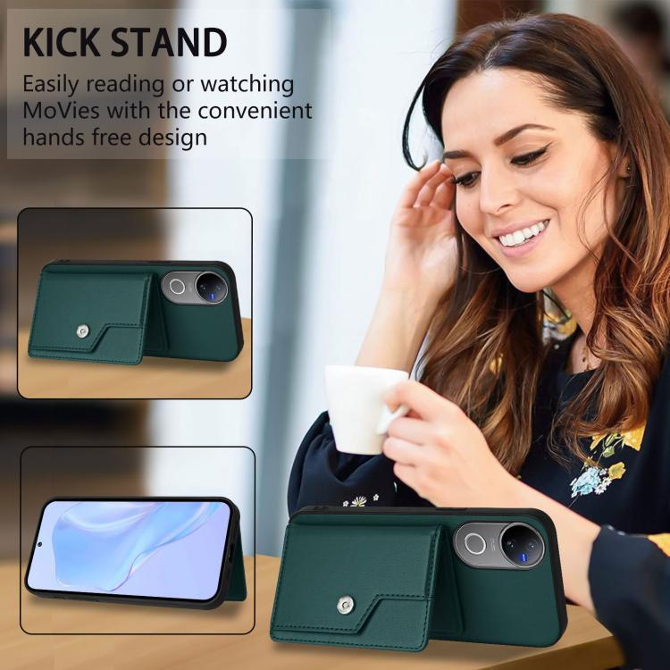 For vivo V50 / V50e Button Card Bag RFID Anti-theft Phone Case