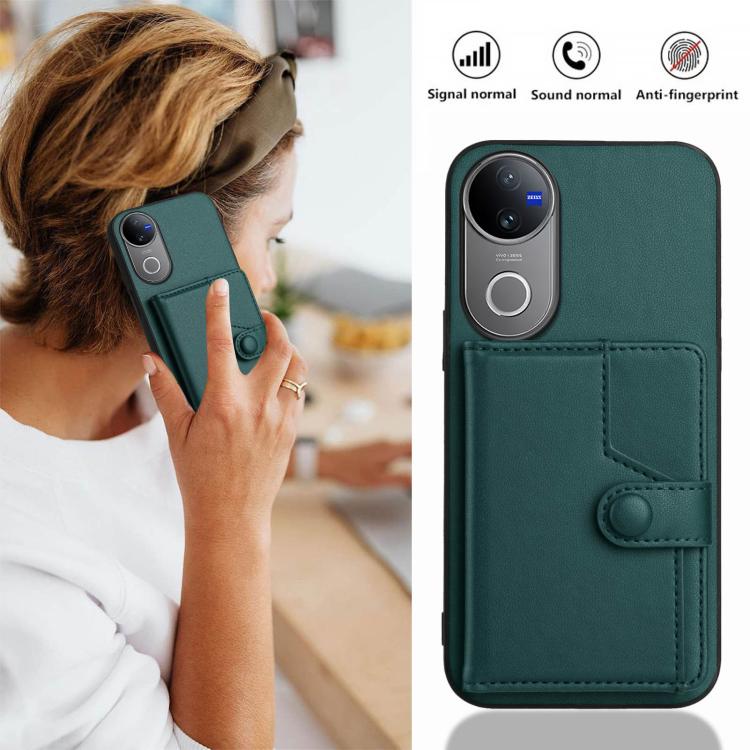 For vivo V50 / V50e Button Card Bag RFID Anti-theft Phone Case