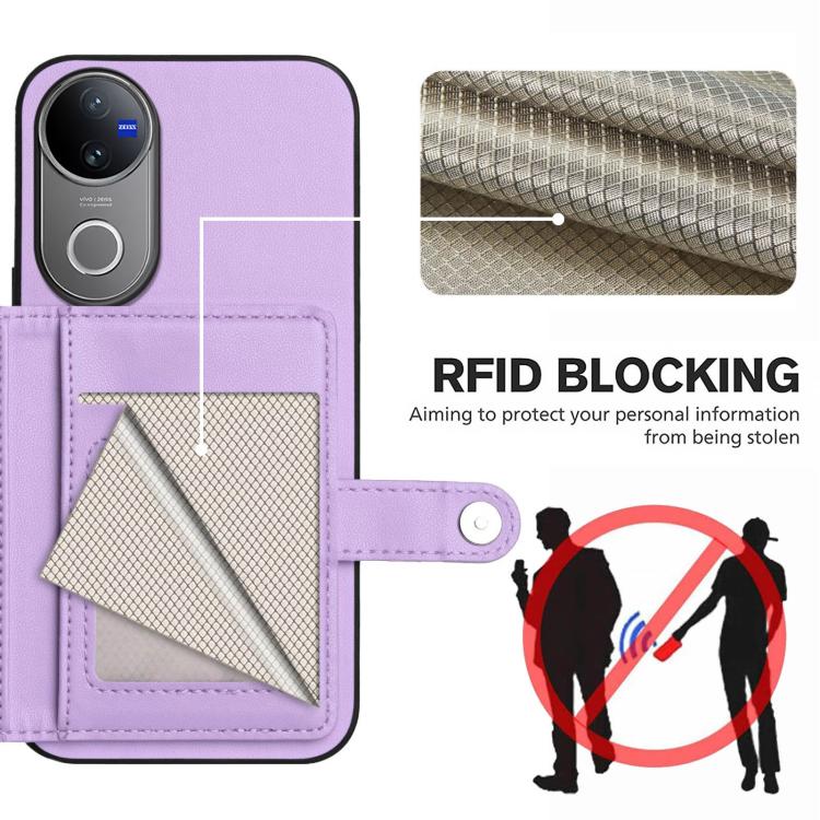 For vivo V50 / V50e Button Card Bag RFID Anti-theft Phone Case
