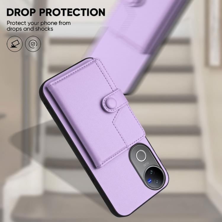 For vivo V50 / V50e Button Card Bag RFID Anti-theft Phone Case