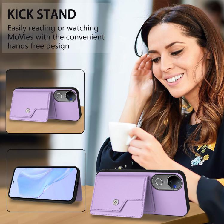 For vivo V50 / V50e Button Card Bag RFID Anti-theft Phone Case