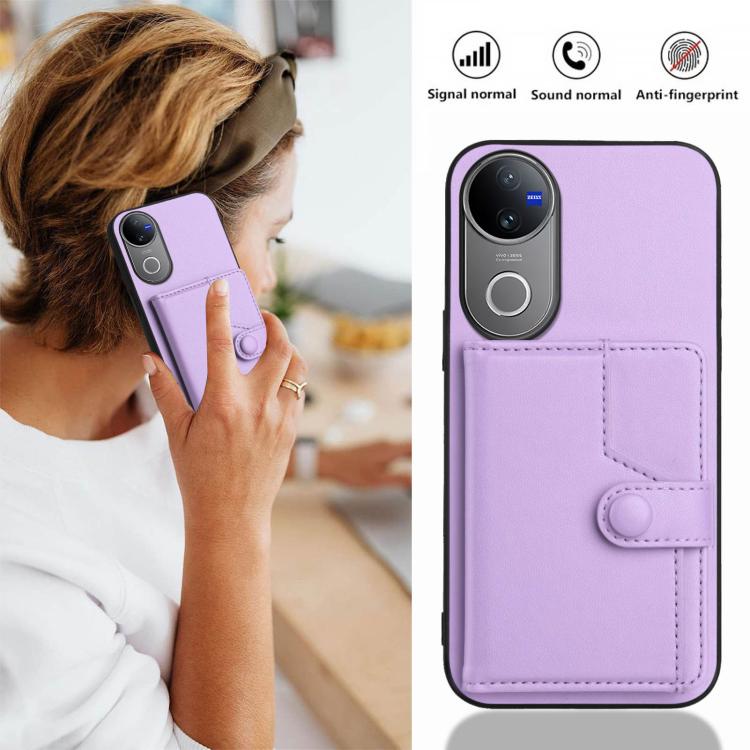 For vivo V50 / V50e Button Card Bag RFID Anti-theft Phone Case