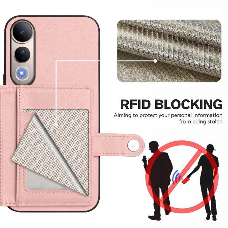 For vivo V50 Lite 4G Button Card Bag RFID Anti-theft Phone Case