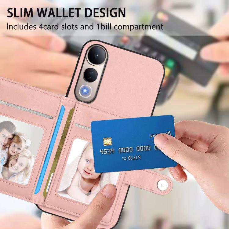 For vivo V50 Lite 4G Button Card Bag RFID Anti-theft Phone Case