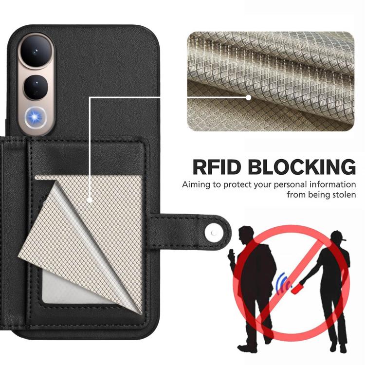 For vivo V50 Lite 4G Button Card Bag RFID Anti-theft Phone Case