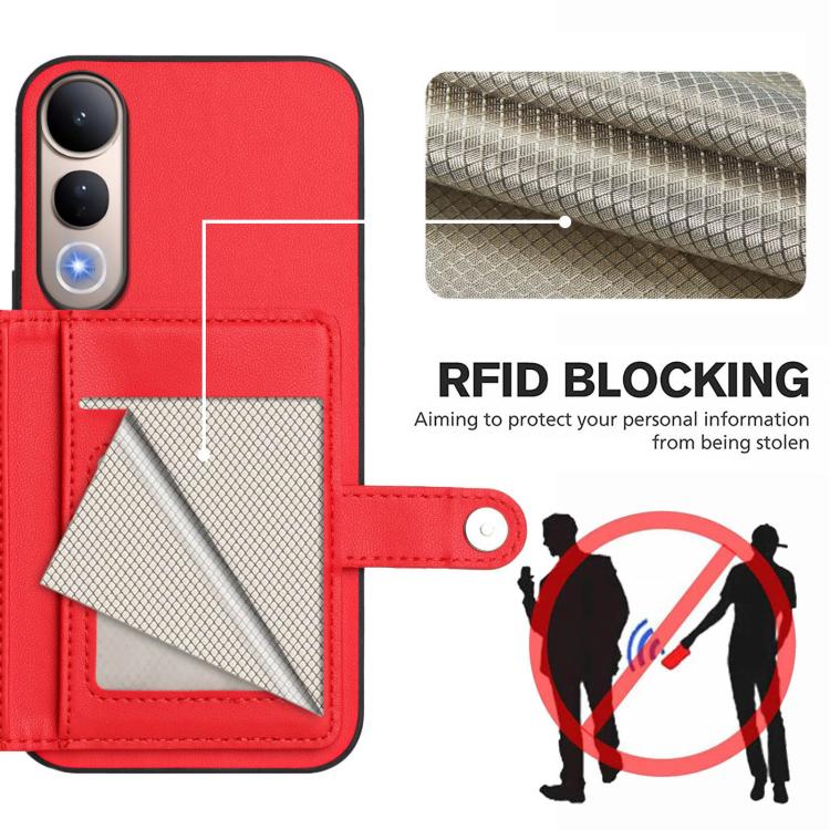 For vivo V50 Lite 4G Button Card Bag RFID Anti-theft Phone Case