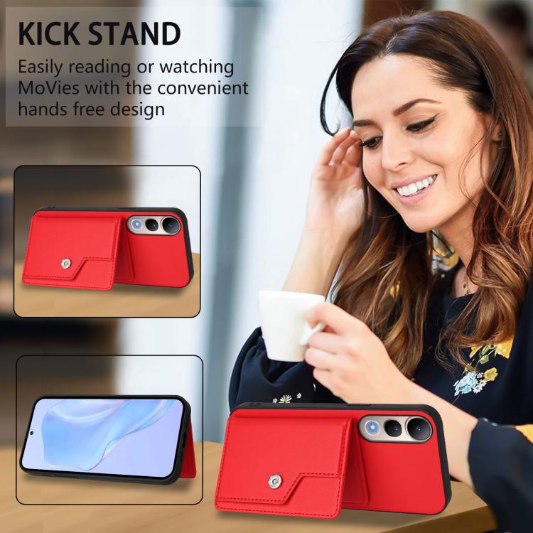 For vivo V50 Lite 4G Button Card Bag RFID Anti-theft Phone Case