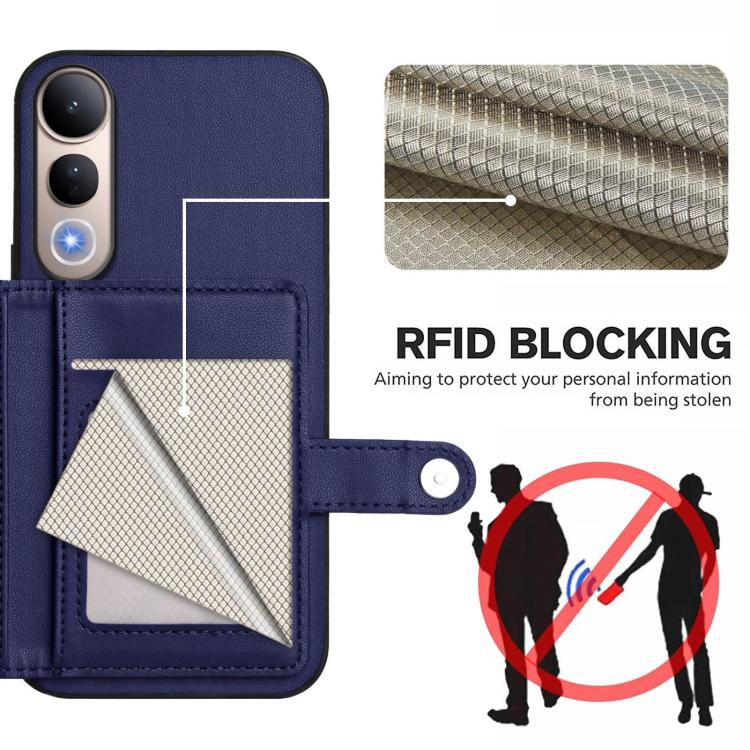 For vivo V50 Lite 4G Button Card Bag RFID Anti-theft Phone Case