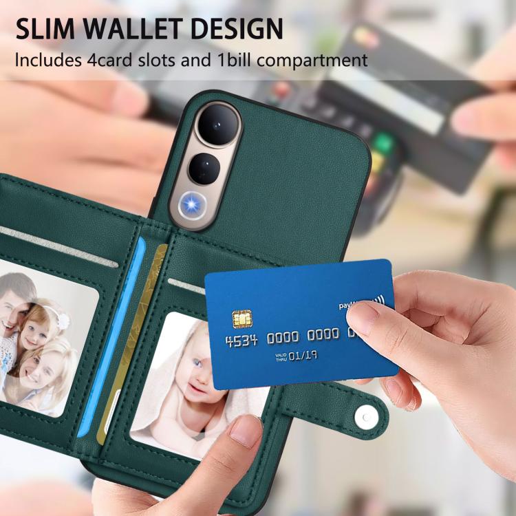 For vivo V50 Lite 4G Button Card Bag RFID Anti-theft Phone Case