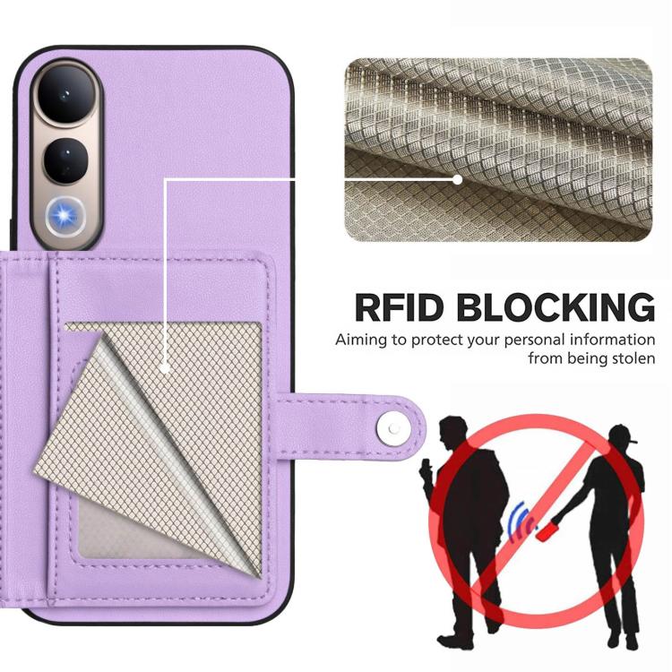 For vivo V50 Lite 4G Button Card Bag RFID Anti-theft Phone Case
