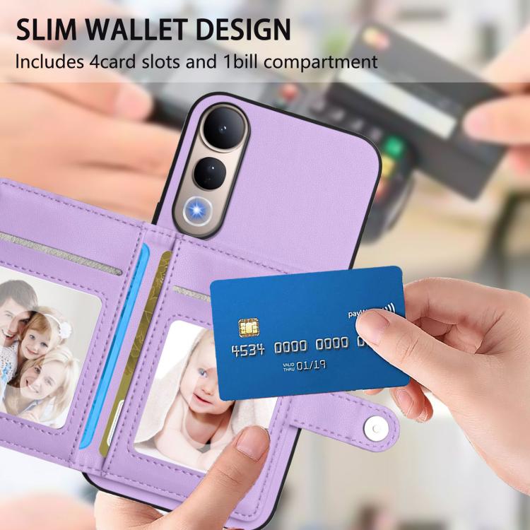 For vivo V50 Lite 4G Button Card Bag RFID Anti-theft Phone Case
