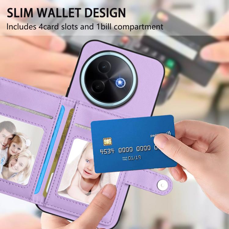 For vivo Y39 5G / Y300i Button Card Bag RFID Anti-theft Phone Case