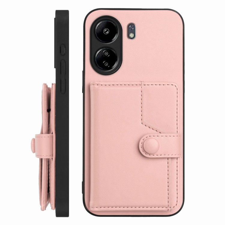 For Xiaomi Poco C65 Button Card Bag RFID Anti-theft Phone Case