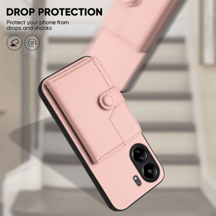 For Xiaomi Poco C65 Button Card Bag RFID Anti-theft Phone Case
