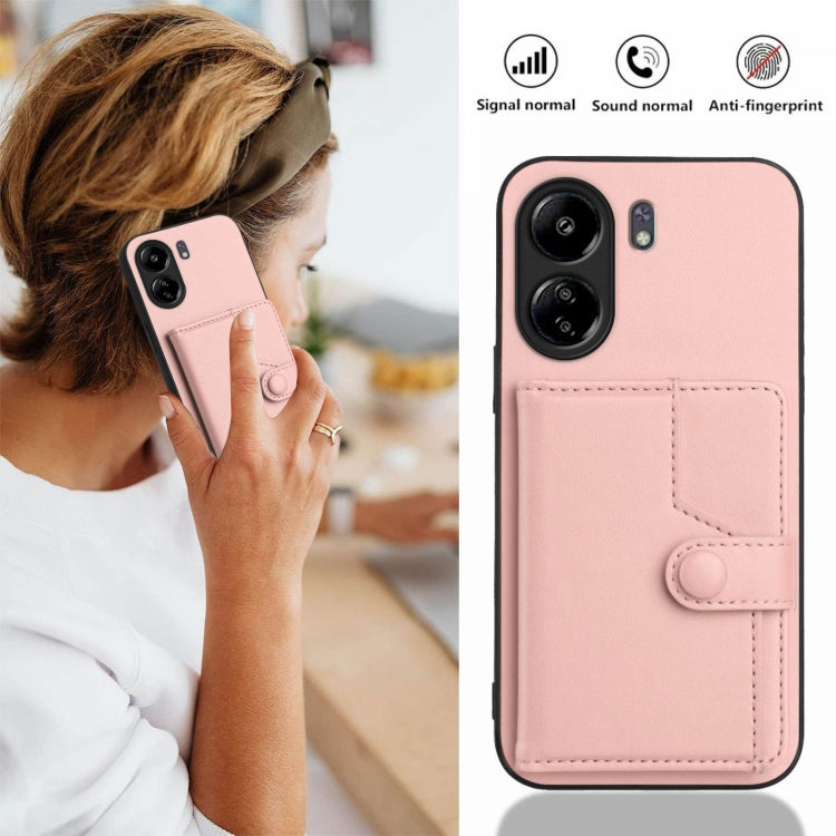 For Xiaomi Poco C65 Button Card Bag RFID Anti-theft Phone Case