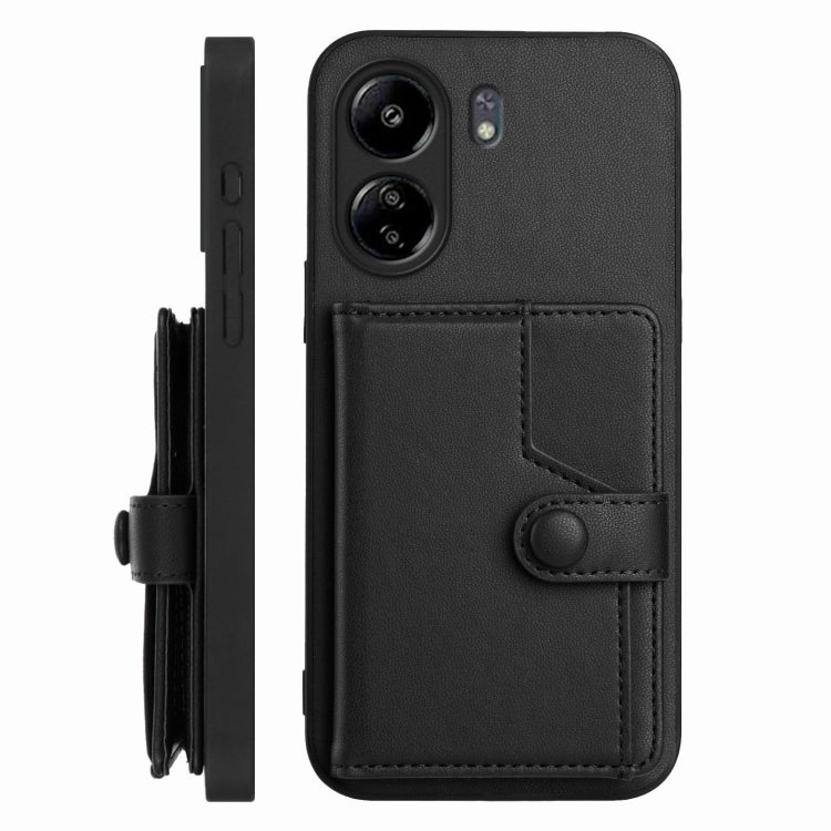 For Xiaomi Poco C65 Button Card Bag RFID Anti-theft Phone Case