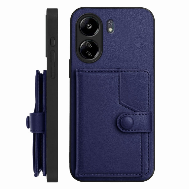 For Xiaomi Poco C65 Button Card Bag RFID Anti-theft Phone Case