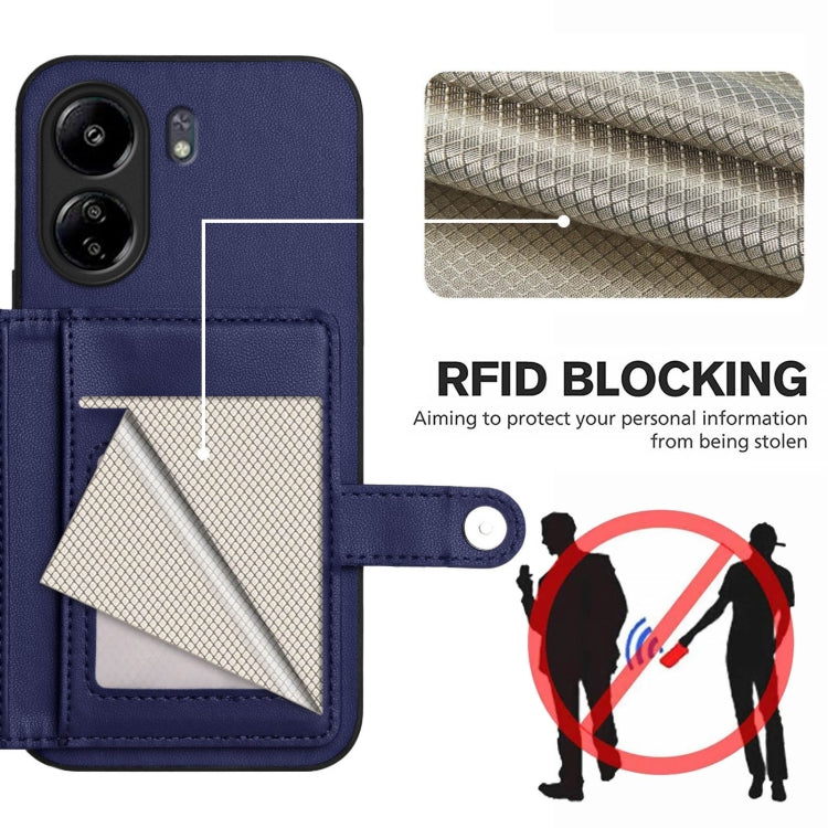 For Xiaomi Poco C65 Button Card Bag RFID Anti-theft Phone Case