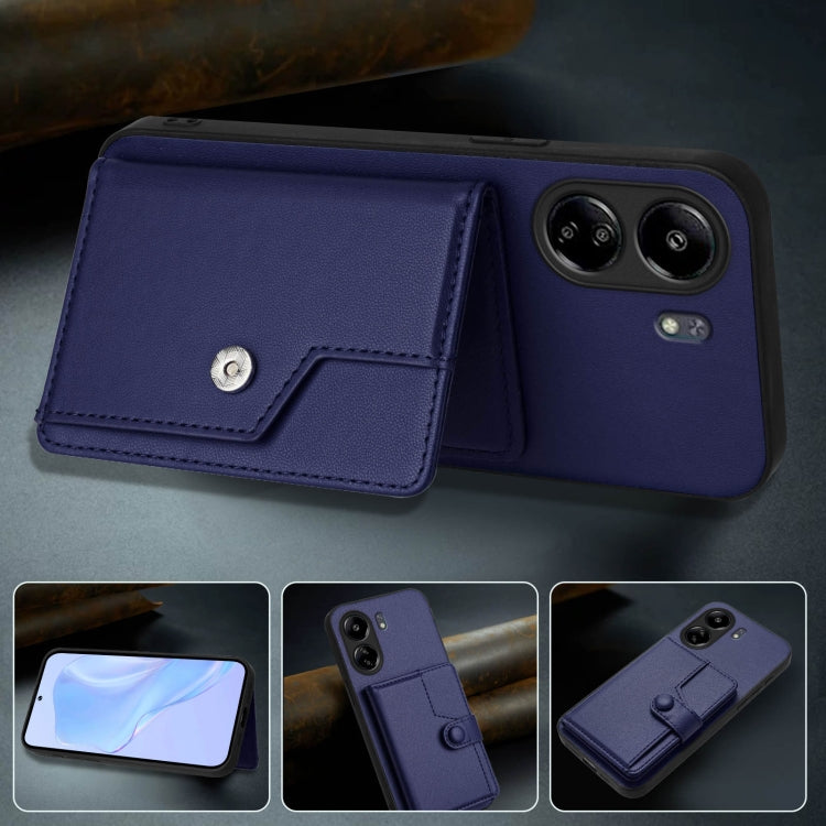 For Xiaomi Poco C65 Button Card Bag RFID Anti-theft Phone Case