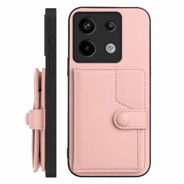 For Xiaomi Poco X6 Button Card Bag RFID Anti-theft Phone Case