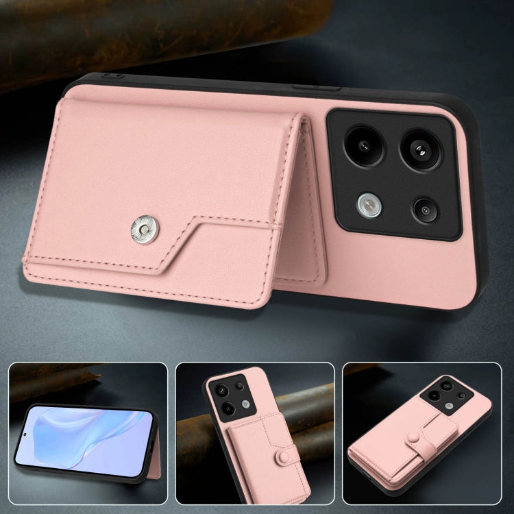 For Xiaomi Poco X6 Button Card Bag RFID Anti-theft Phone Case