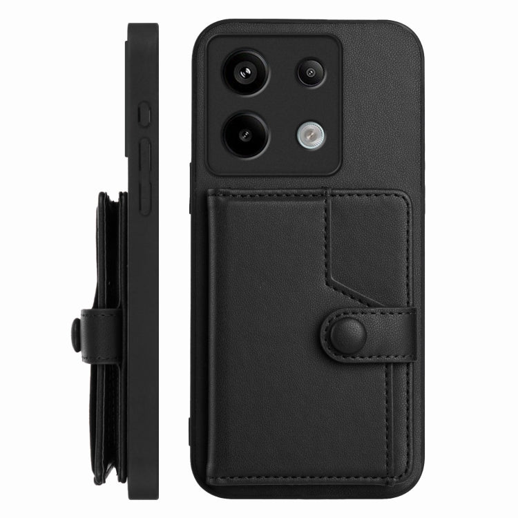 For Xiaomi Poco X6 Button Card Bag RFID Anti-theft Phone Case