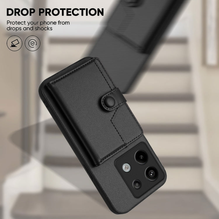 For Xiaomi Poco X6 Button Card Bag RFID Anti-theft Phone Case