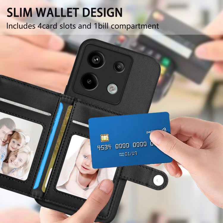 For Xiaomi Poco X6 Button Card Bag RFID Anti-theft Phone Case