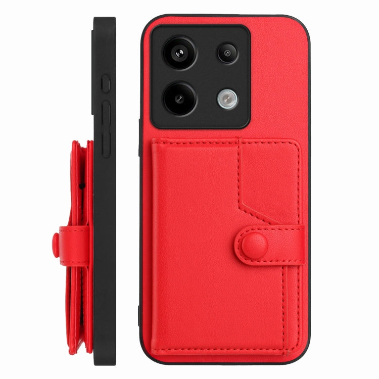 For Xiaomi Poco X6 Button Card Bag RFID Anti-theft Phone Case