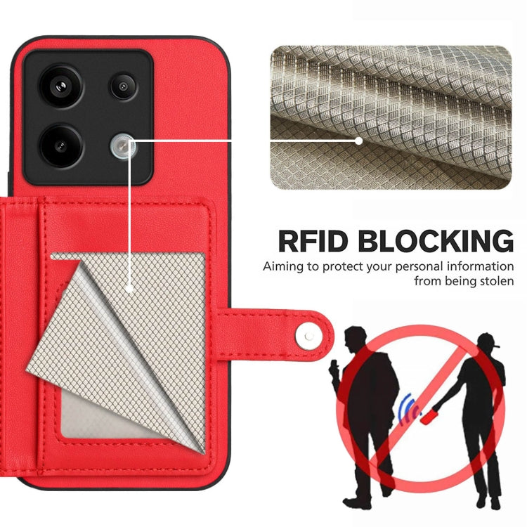 For Xiaomi Poco X6 Button Card Bag RFID Anti-theft Phone Case