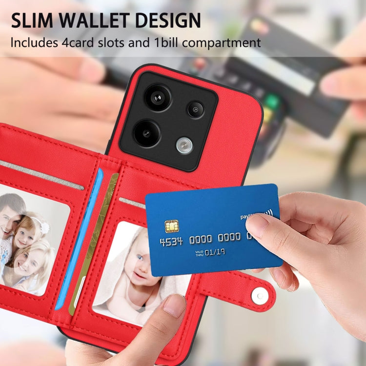 For Xiaomi Poco X6 Button Card Bag RFID Anti-theft Phone Case