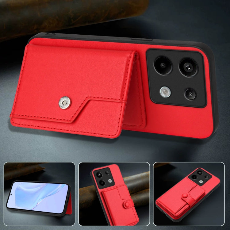 For Xiaomi Poco X6 Button Card Bag RFID Anti-theft Phone Case