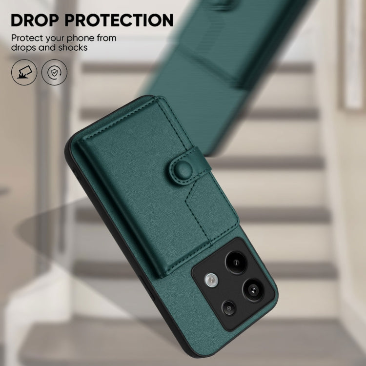 For Xiaomi Poco X6 Button Card Bag RFID Anti-theft Phone Case