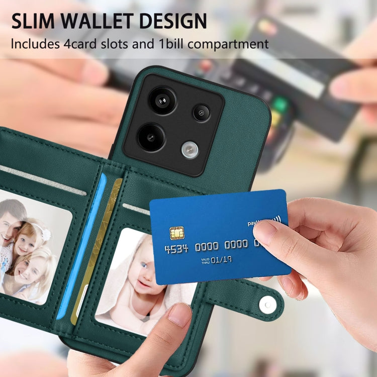 For Xiaomi Poco X6 Button Card Bag RFID Anti-theft Phone Case