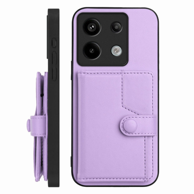 For Xiaomi Poco X6 Button Card Bag RFID Anti-theft Phone Case