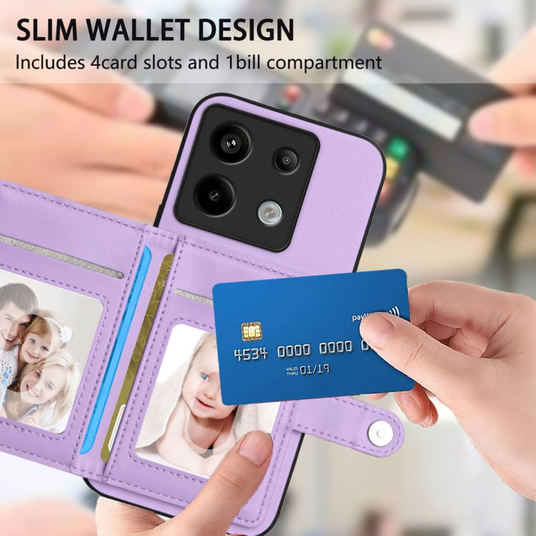 For Xiaomi Poco X6 Button Card Bag RFID Anti-theft Phone Case