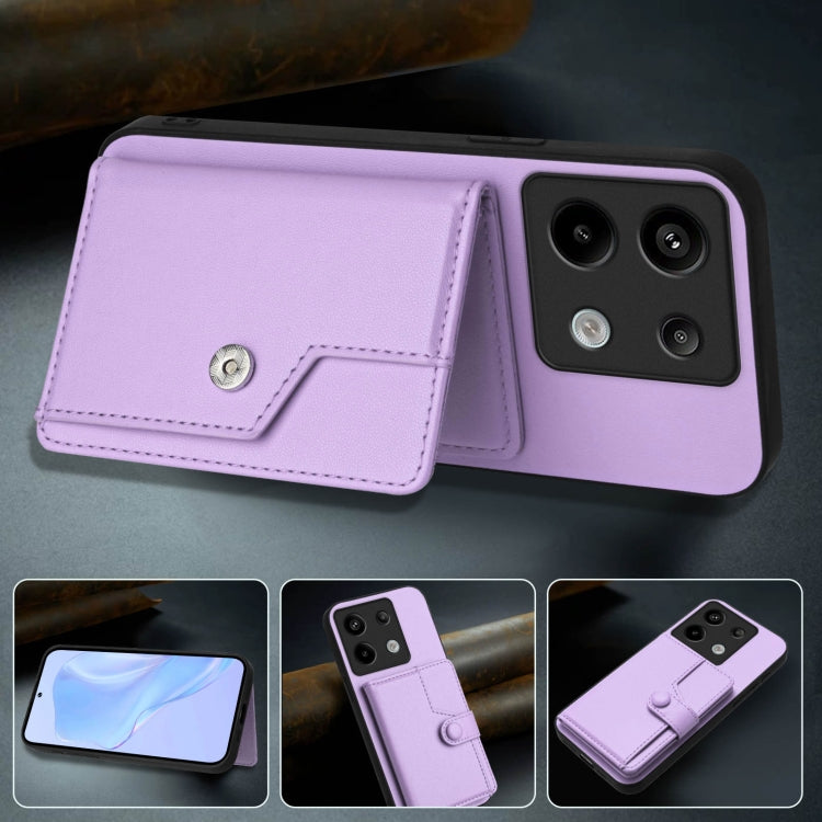 For Xiaomi Poco X6 Button Card Bag RFID Anti-theft Phone Case