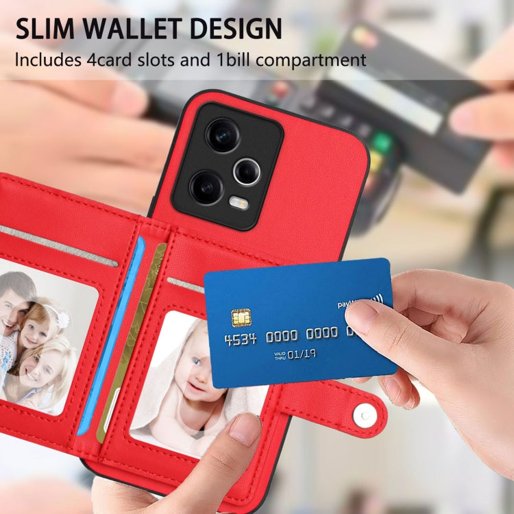 For Xiaomi Poco X5 Button Card Bag RFID Anti-theft Phone Case